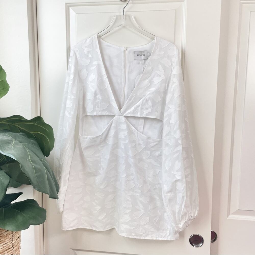 Rumer Dress Long Sleeve Mini Cut Out Floral Design Australian Puff Sleeve NWT L